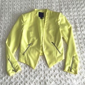 Forever 21 Blazer Bright Yellow Zipper Details